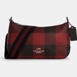 Coach Jes Baguette With Buffalo Plaid Print